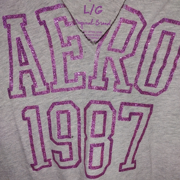 Girls size large Aeropostale pullover short sleeve hooded shirt pre-owned - Picture 2 of 4